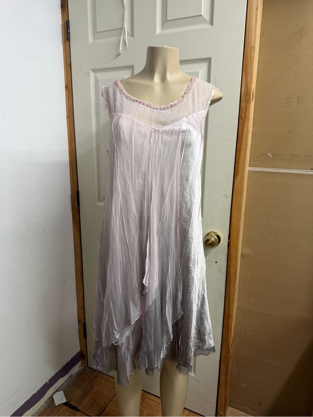 Komarov Light Pink Layered Sheer Midi Dress